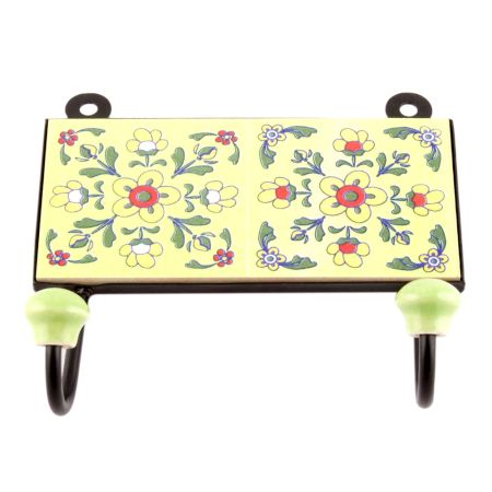 Yellow Ceramic Floral Tiles Hooks